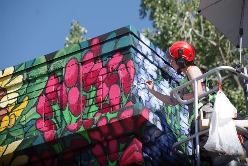 Mural turns old brick into modern art