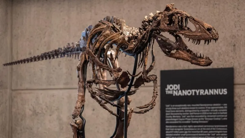 Rare fossil of T. rex cousin, discovered in Montana, goes on display in New York