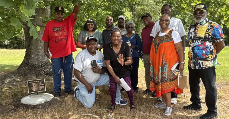 New plaque identifies historic Davie Poplar Tree at O.A. Peay School