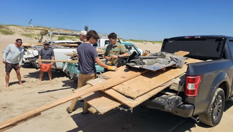 Volunteers clean up Buxton beach within hours of collapse