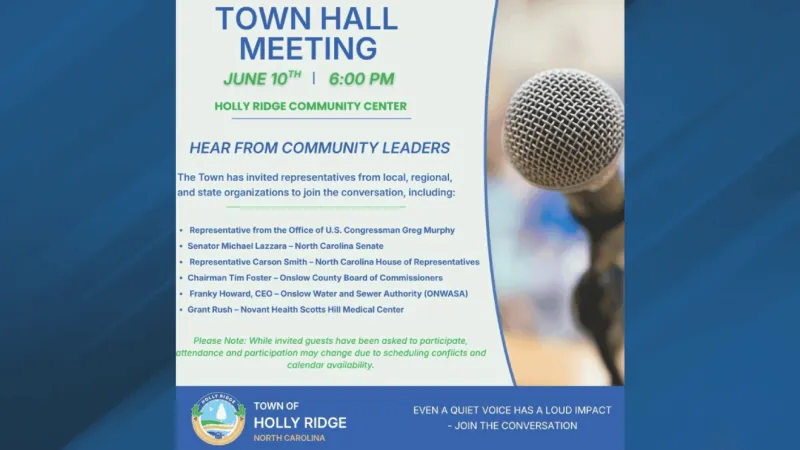 Holly Ridge to host Town Hall meeting with local and state Leaders