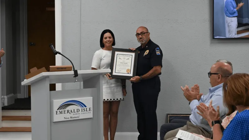 Retiring Emerald Isle chief Michael Panzarella honored with Order of the Long Leaf Pine