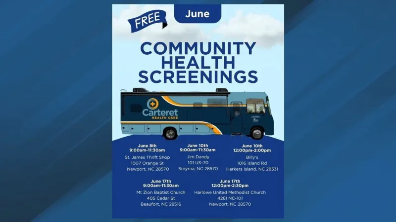 Free mobile health screenings set for June 17 in Beaufort and Newport