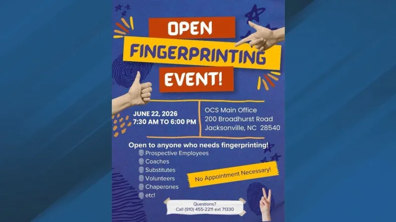 Onslow County Schools to offer walk-in fingerprinting at Jacksonville main office
