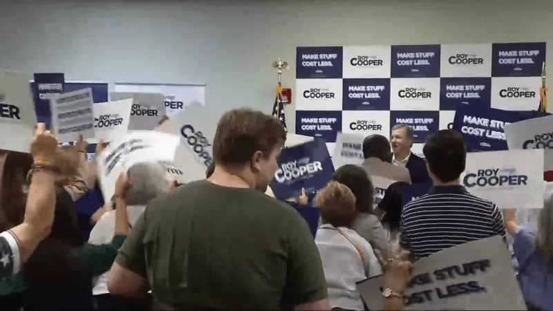 Roy Cooper visits Greenville as Democratic U.S. Senate candidate, speaks on prices & debt