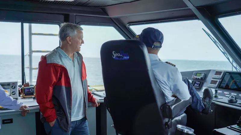 Gov. Josh Stein and First Lady Anna Stein visit Hatteras-Ocracoke Ferry in Nags Head