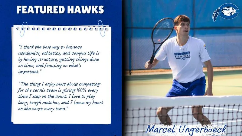 Featured Hawks: Marcel Ungerboeck, Senior, Men's Tennis, Sport Management and Recreation, Wellness, and Sport