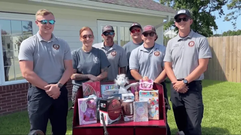 Beaufort firefighters parade from Live Oak Street to Emerald Isle for toy drive