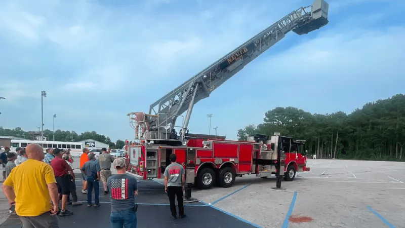 Crews practice aerial water flow, coordination for mutual aid emergencies in Duplin County
