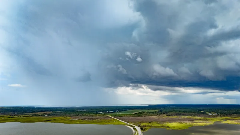 Squalls on the horizon, from way up high