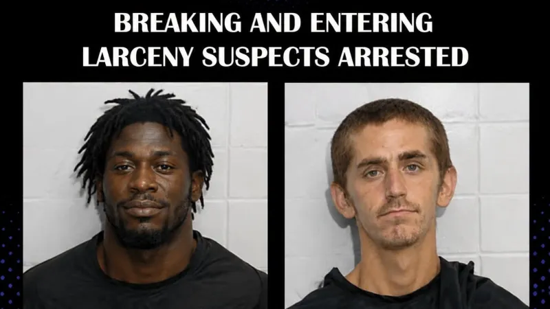 Two men arrested on outstanding larceny and breaking and entering warrants in Columbus County