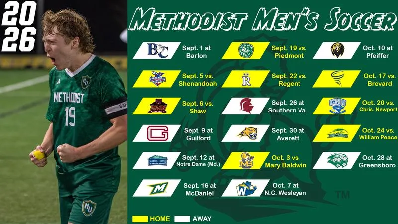 Methodist Men's Soccer Releases 2026 Schedule