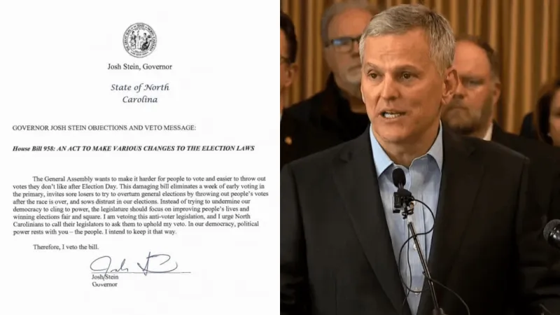 North Carolina governor vetoes controversial bill that would change elections