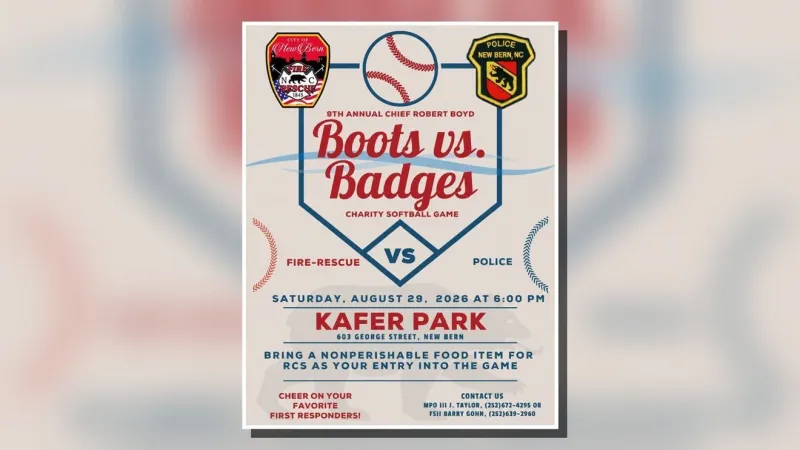 New Bern first responders face off in Boots vs. Badges charity softball game