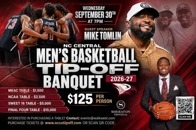 NCCU Men's Basketball to Welcome Mike Tomlin for 2026 Tip-Off Banquet