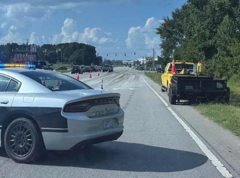 Foul-Smelling Spill Coats Vehicles On U.S. 70