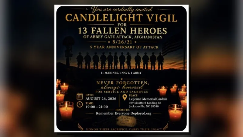 Candlelight vigil in Lejeune Memorial Gardens to honor fallen service members Friday