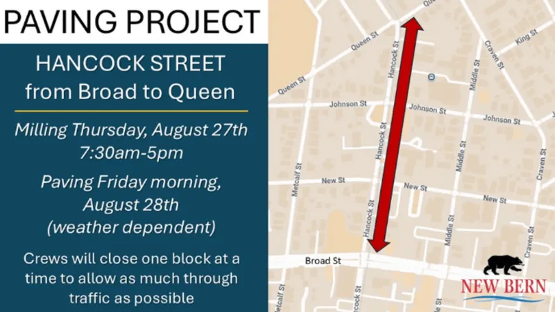 Milling and repaving project starts Thursday on Hancock Street from Broad to Queen