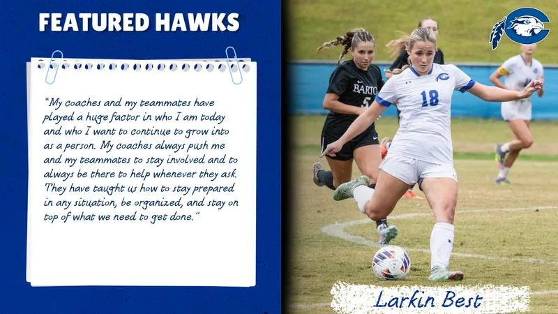 Featured Hawks: Larkin Best, Sophomore, Women's Soccer, Exercise Science