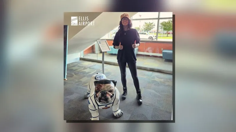 Albert J. Ellis Airport spotlights bulldog sculpture honoring astronaut Christina Koch