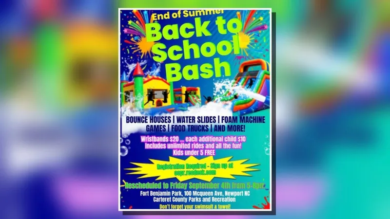 Carteret County Parks and Rec sets Sept. 4 back-to-school bash at Fort Benjamin Park