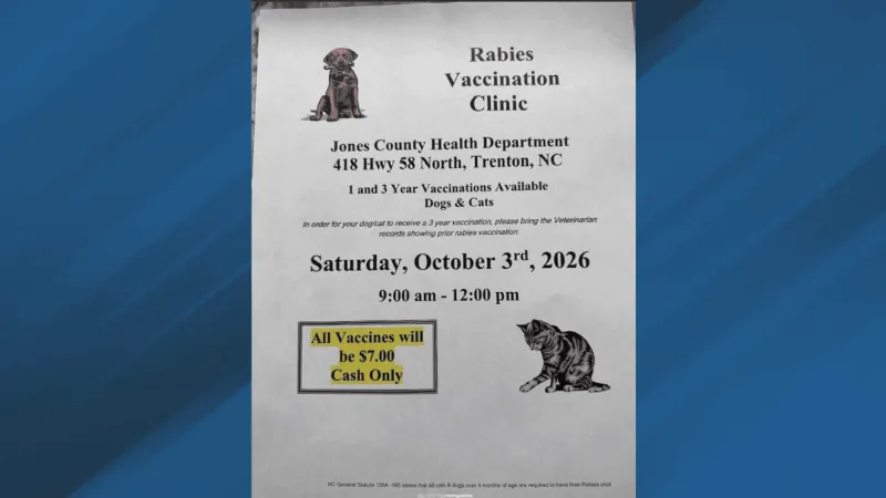 Jones County Health Department to host Oct. 3 rabies clinic for dogs and cats