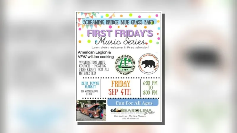 Bluegrass, bites and free crafts headline Plymouth's First Friday at Bear Towne Market