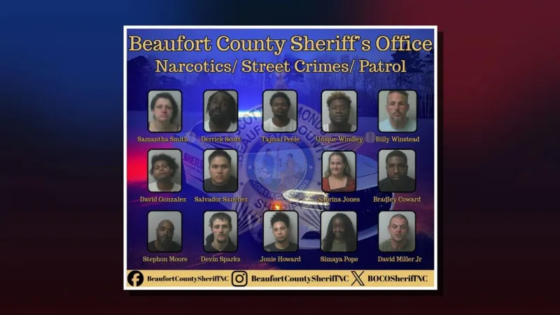 14 arrested on felony drug charges in Beaufort County