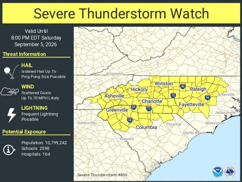 NWS: Severe Thunderstorm Watch Issued Until 8 PM