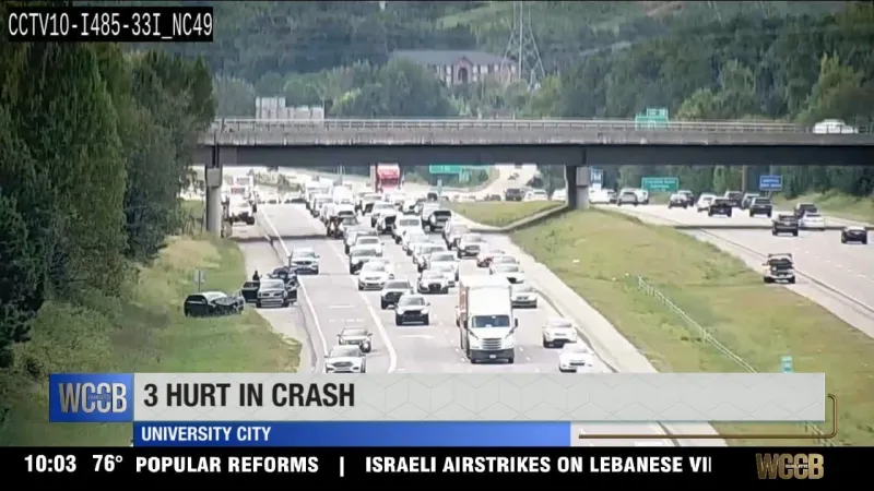 Three hurt, one seriously after multi-vehicle crash on I-485 in University City