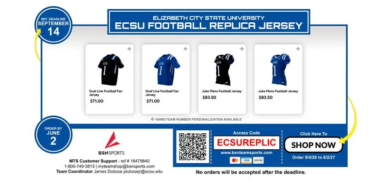 ECSU Football Replica Jerseys Available Now!