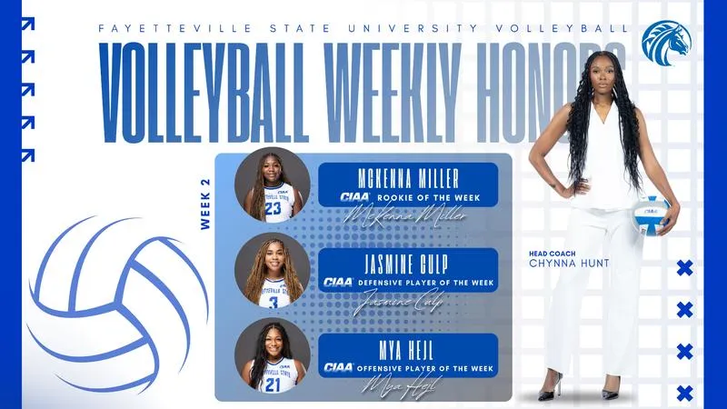 Three Broncos Earn CIAA Weekly Volleyball Honors : Hejl, Culp, and Miller