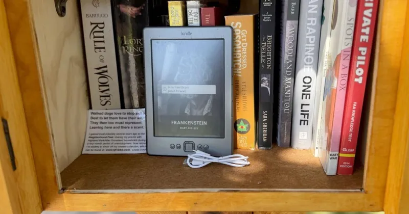 Obsolete Amazon Kindles? He man loads them with books for Little Free Libraries