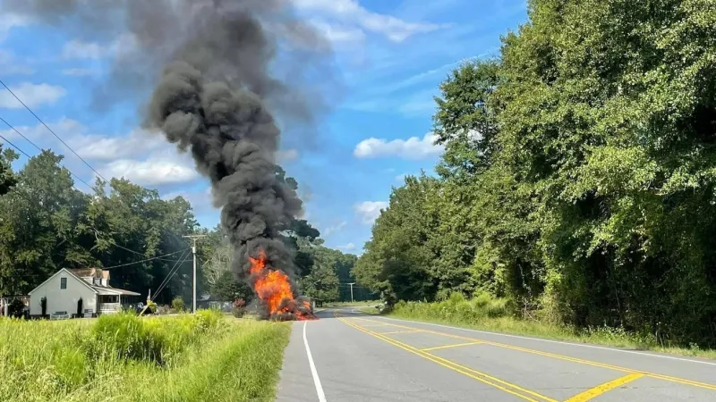 Potters Hill firefighters respond to fully engulfed vehicle fire