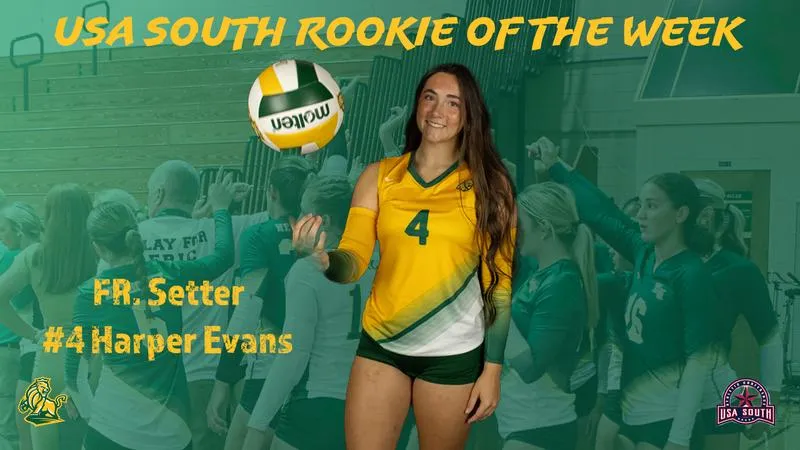 Evans Notches USA South Rookie of the Week for Women's Volleyball