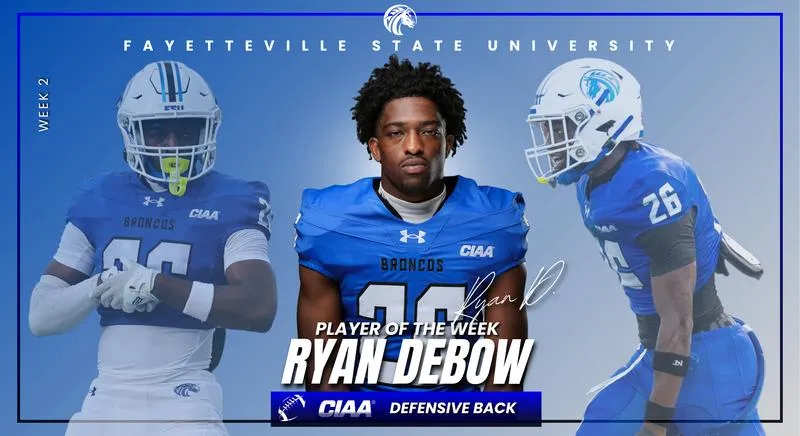 Ryan Debow Earns CIAA Defenisve Back of The Week Honor
