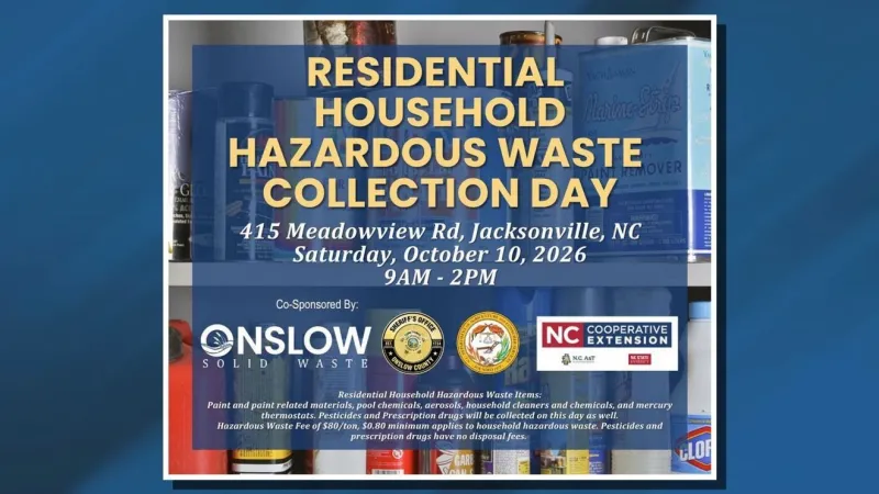 Household hazardous waste drop-off set for Oct. 10 in Jacksonville at solid waste site