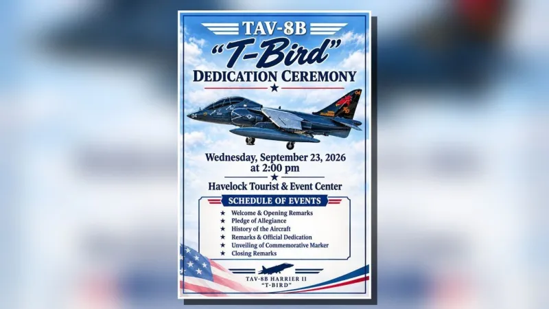 Havelock to dedicate TAV-8B Harrier II "T-Bird" at public ceremony Sept. 23