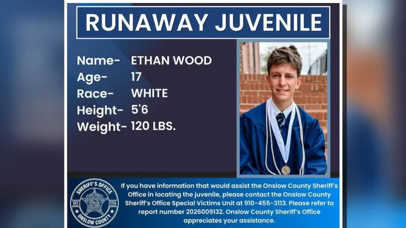 Onslow County deputies searching for 17-year-old runaway juvenile