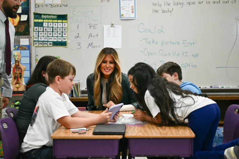 As AI debate flares, Melania Trump tours a North Carolina school to see technology at work