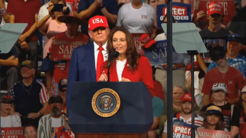 Trump welcomes House candidate Balkcom to the stage at Whatley rally in Gastonia