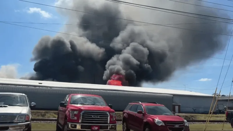 Roof collapses minutes into massive Kinston warehouse fire