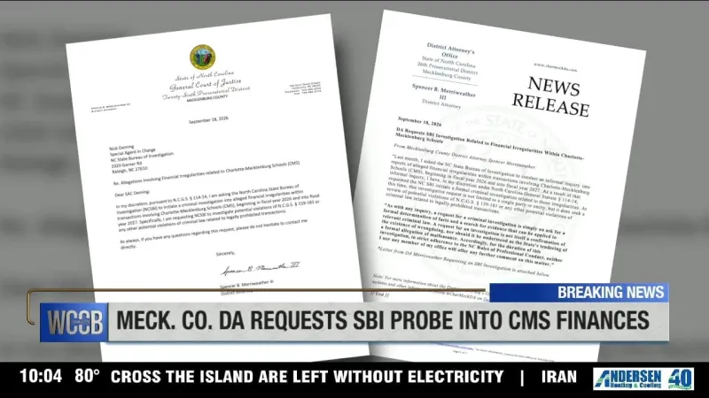 Mecklenburg Co. DA requests criminal investigation into Charlotte-Mecklenburg Schools, citing financial irregularities