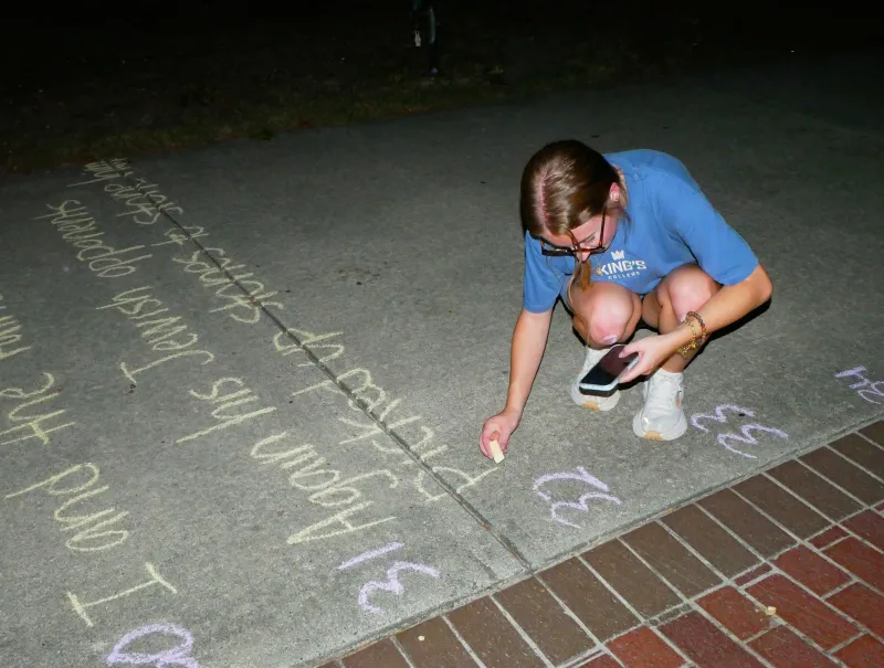 Chalk it up to faith: Students take the Gospel to the sidewalks