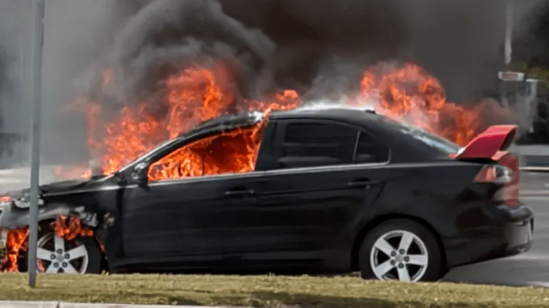 Vehicle fire extinguished near Piney Green Road; no injuries reported