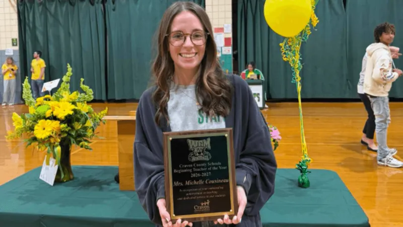 West Craven Middle teacher named Craven County Schools' Beginning Teacher of the Year