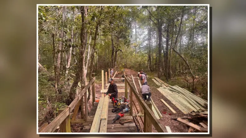 Marines rebuild Mountains to Sea Trail bridge in Onslow County