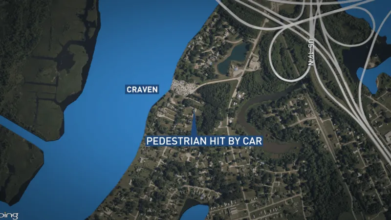 Pedestrian struck by vehicle on Madame Moores Lane in New Bern