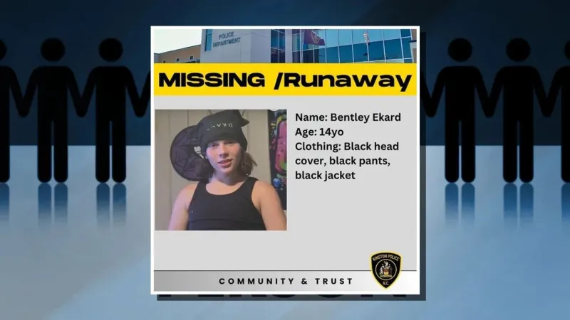Kinston police seek public help locating missing 14-year-old Bentley Ekard