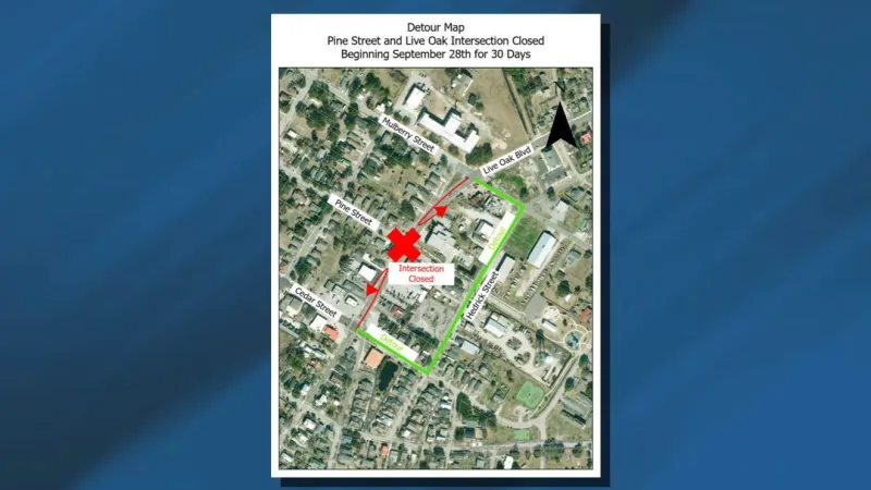 Live Oak and Pine intersection to shut for 30 days as Beaufort installs new water main
